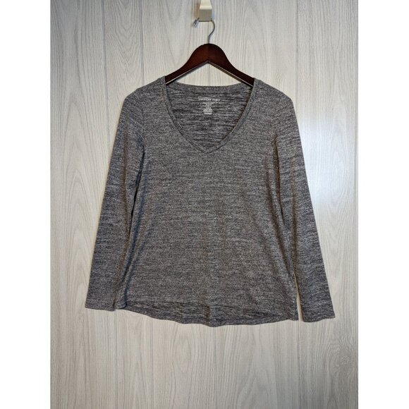 American Eagle Womens Long Sleeve Vneck Shirt Soft & Sexy Plush Medium Gray - Picture 1 of 6